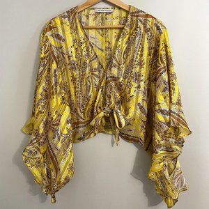 Yellow Paisley Tie Top